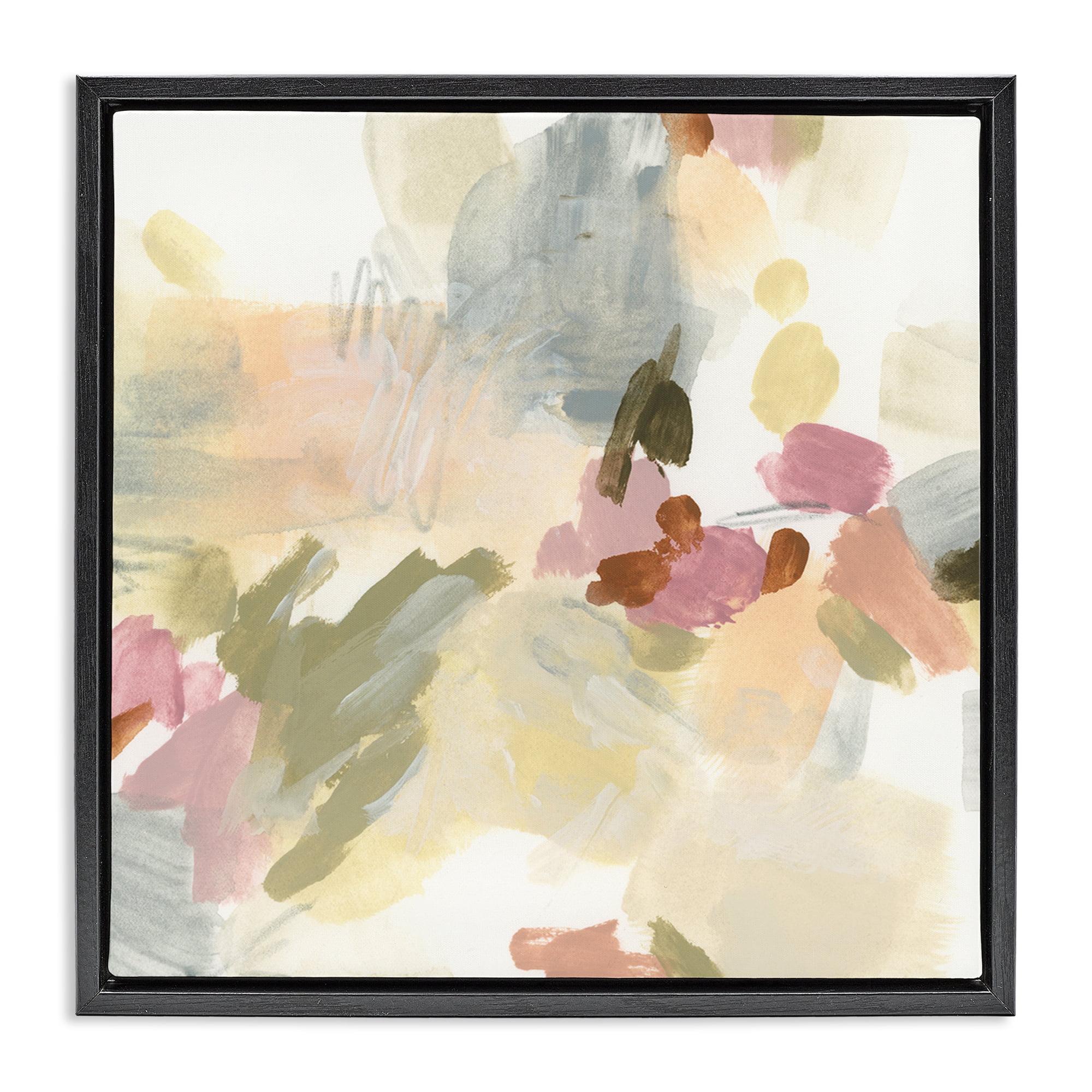 Stupell Industries Soft Restless Abstraction Abstract Painting Black Floater Framed Canvas Art Print Wall Art, 25 x 25