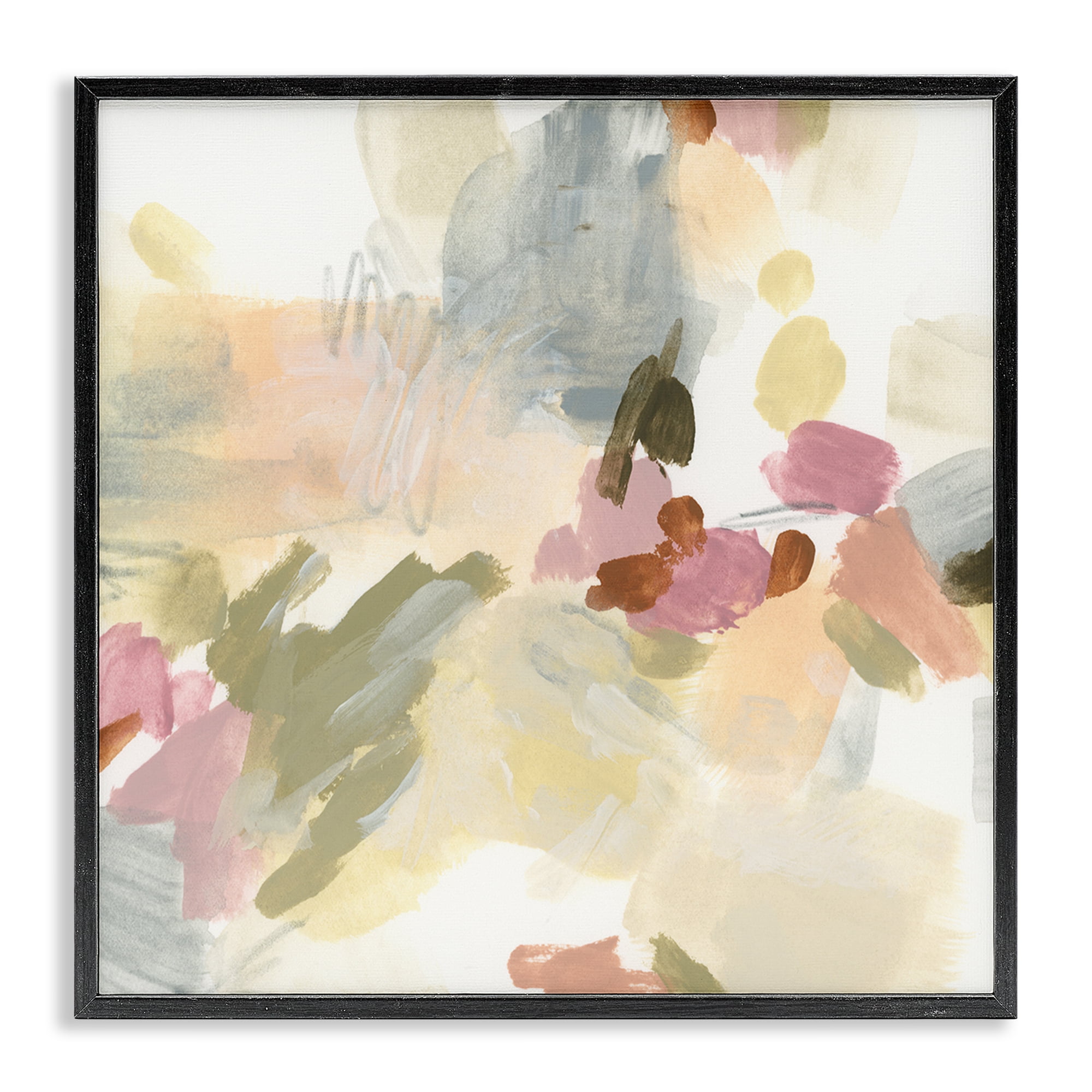 Stupell Industries Soft Restless Abstraction Abstract Painting Black Framed Art Print Wall Art, 24 x 24