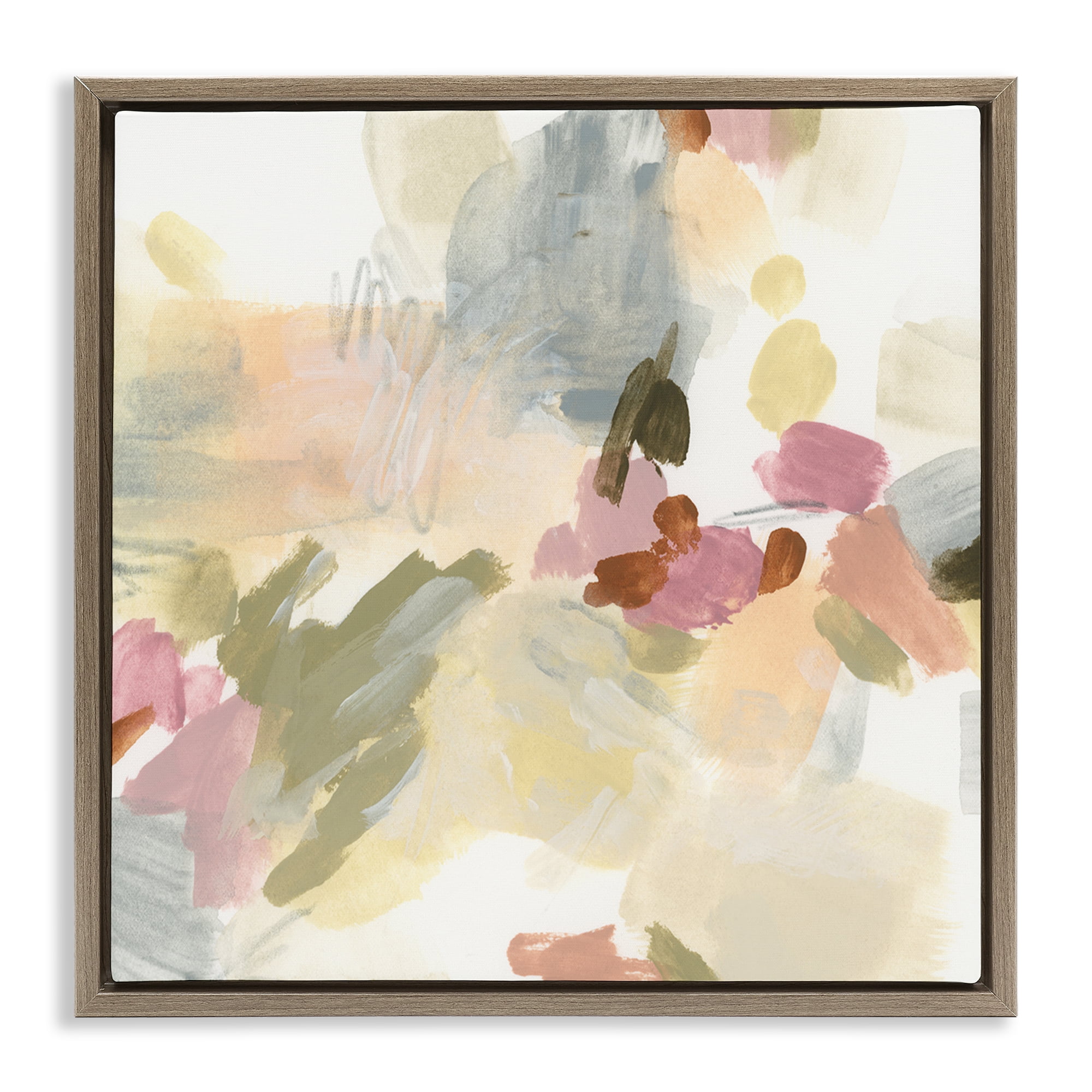 Stupell Industries Soft Restless Abstraction Abstract Painting Brown Floater Framed Canvas Art Print Wall Art, 18 x 18