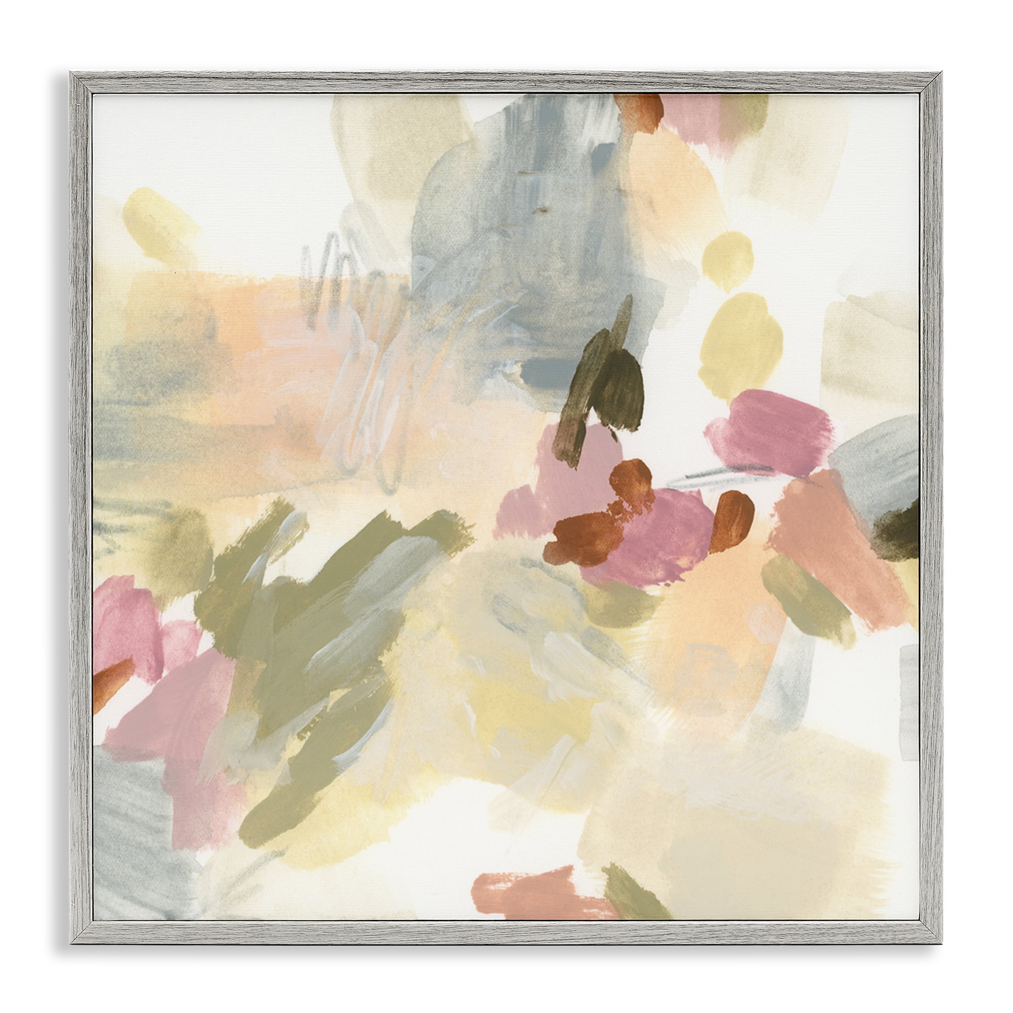 Stupell Industries Soft Restless Abstraction Abstract Painting Gray Framed Art Print Wall Art, 17 x 17