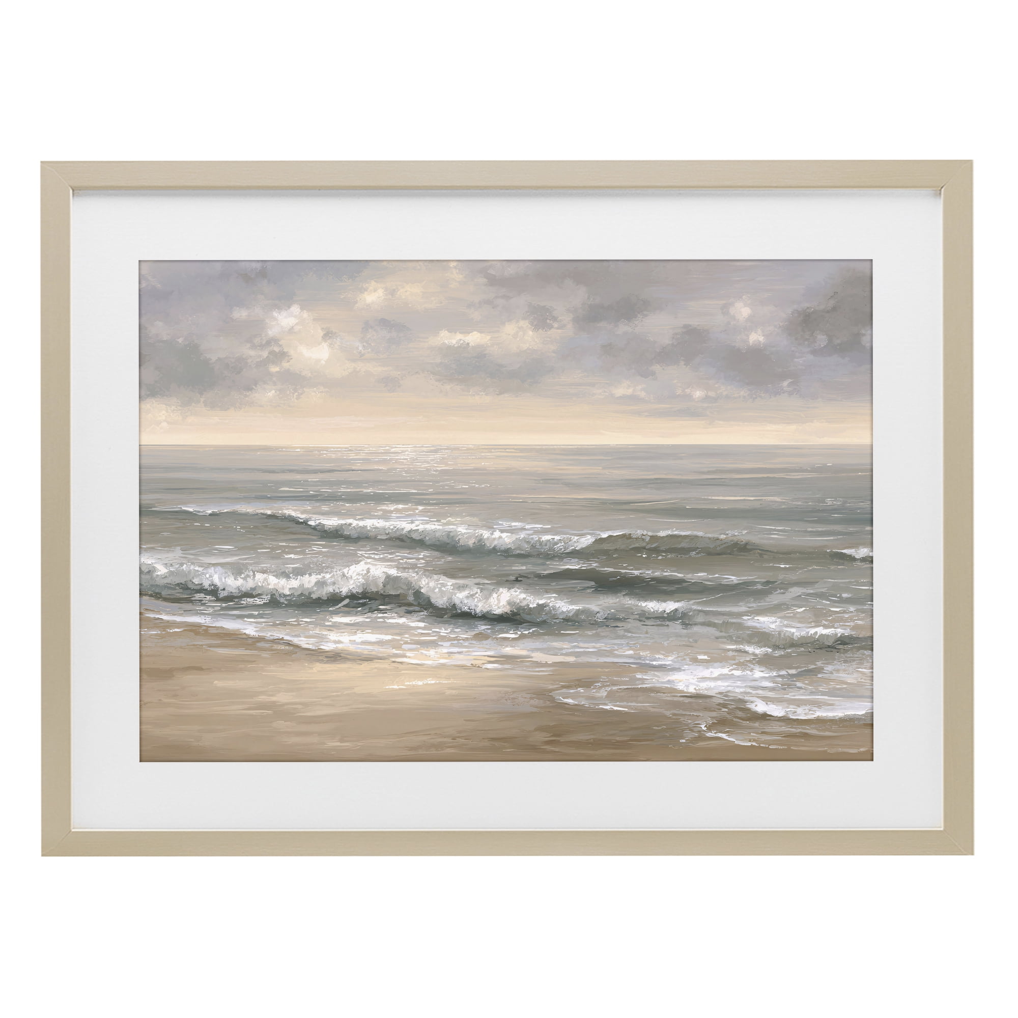 Stupell Industries Soft Rolling Beach Waves Birch Framed Print Under Glass, design by Jacky Ngan