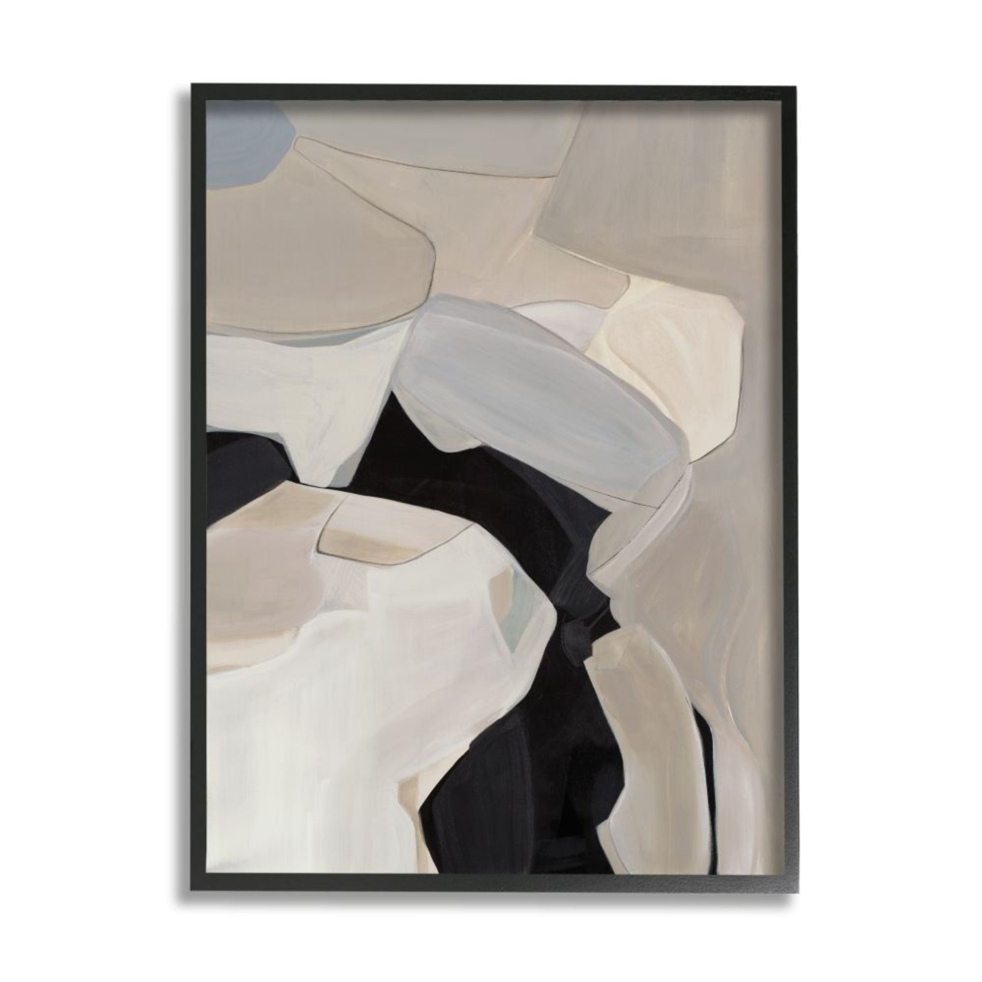 Stupell Industries Soft Rounded Curves Abstract Design Beige Black Design by Third and Wall, 16" x 20", Black Framed