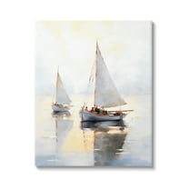Stupell Industries Soft Sailboats Landscape Transportation Painting Gallery Wrapped Canvas Art Print Wall Art, 16 x 20
