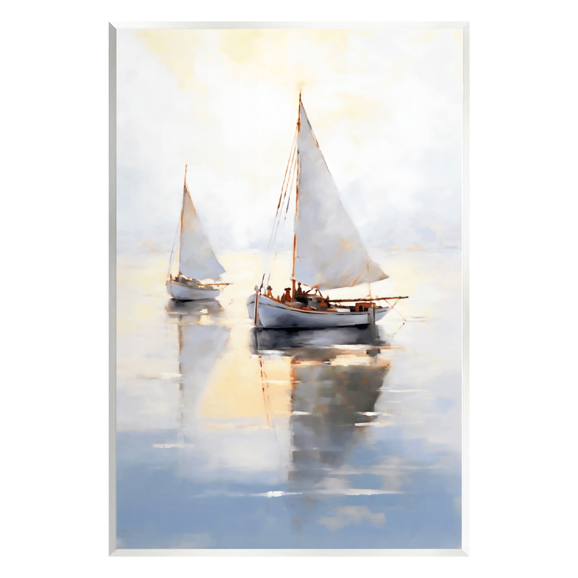 Stupell Industries Soft Sailboats Landscape Transportation Painting Unframed Art Print Wall Art, 13 x 19