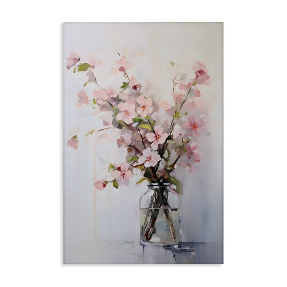 Stupell Industries Soft Sakura Vase Botanical & Floral Painting Gallery Wrapped Canvas Art Print Wall Art, 16 x 24
