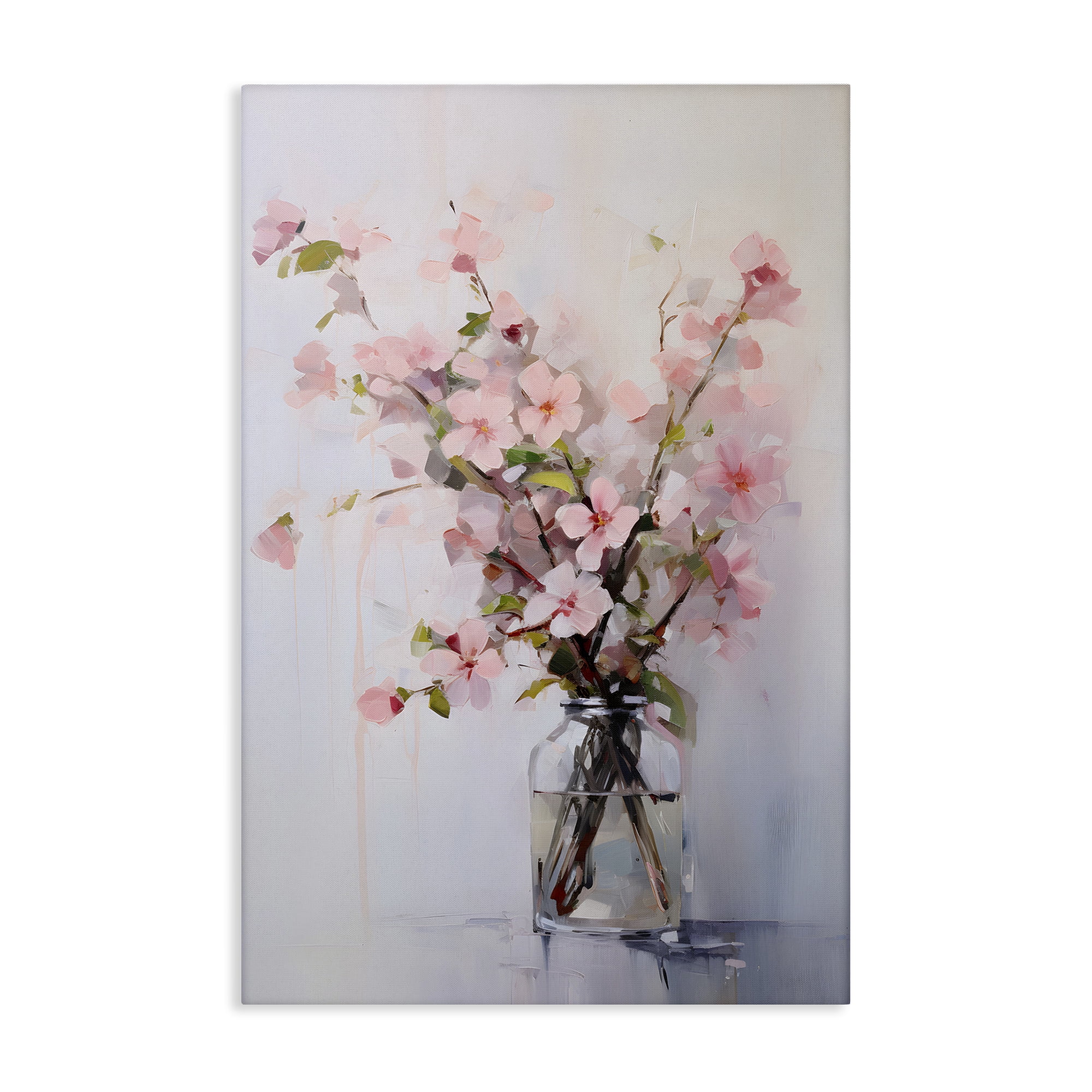Stupell Industries Soft Sakura Vase Botanical & Floral Painting Gallery Wrapped Canvas Art Print Wall Art, 20 x 30