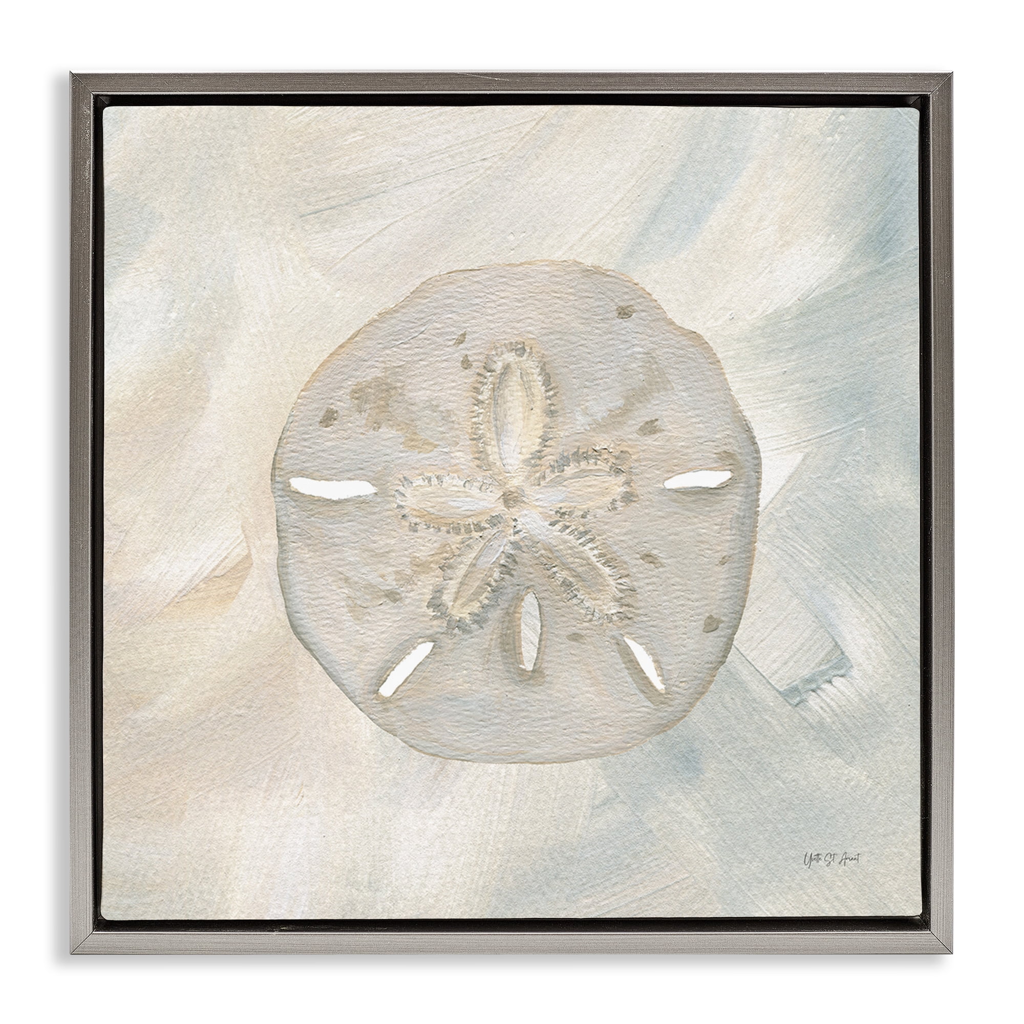 Stupell Industries Soft Sand Dollar Coastal Painting Gray Floater Framed Canvas Art Print Wall Art, 25 x 25