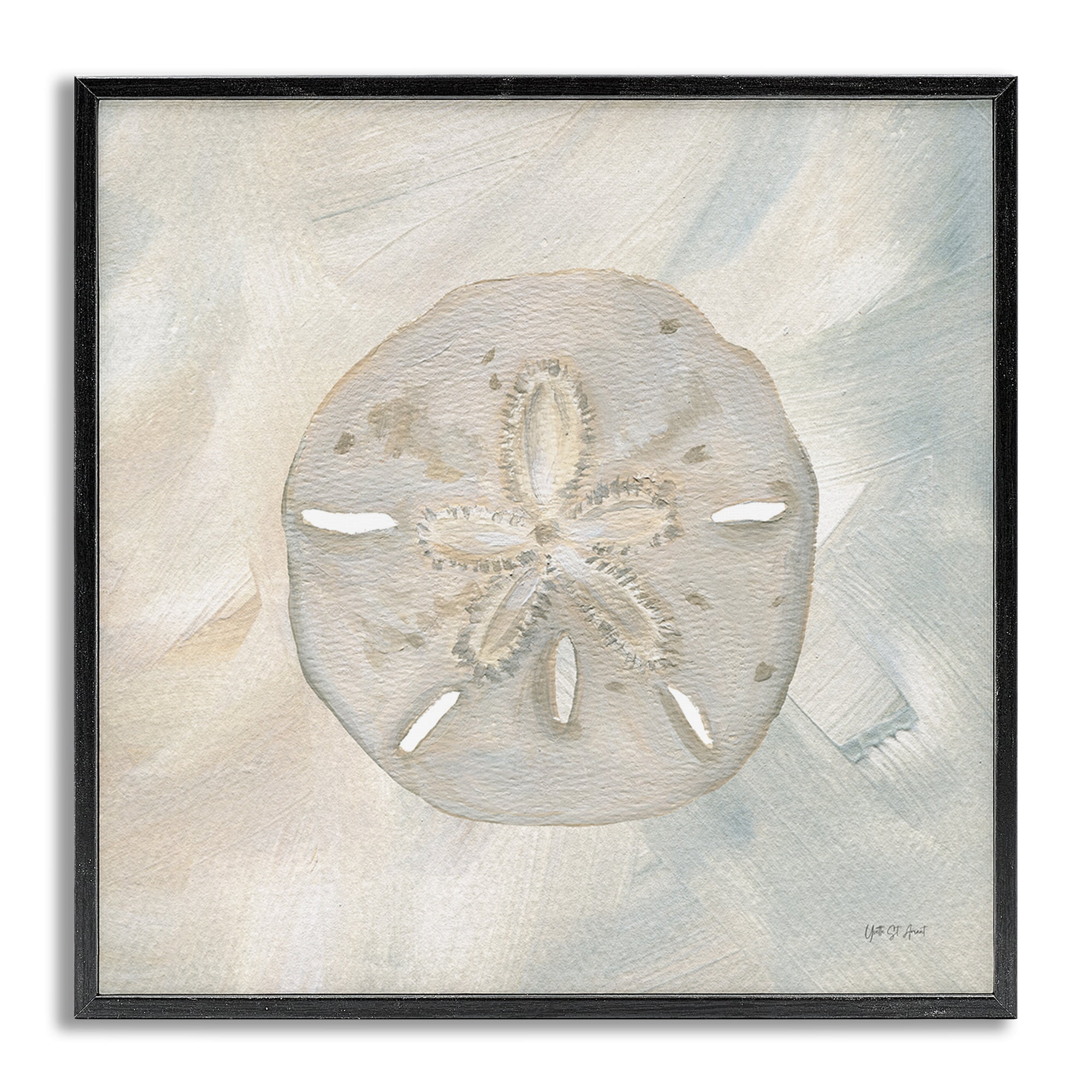 Stupell Industries Soft Sand Dollar Coastal Painting Gray Framed Art Print Wall Art, 24 x 24