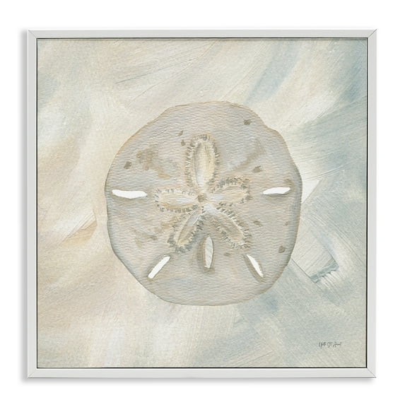 Stupell Industries Soft Sand Dollar Coastal Painting White Framed Art Print Wall Art, 12 x 12