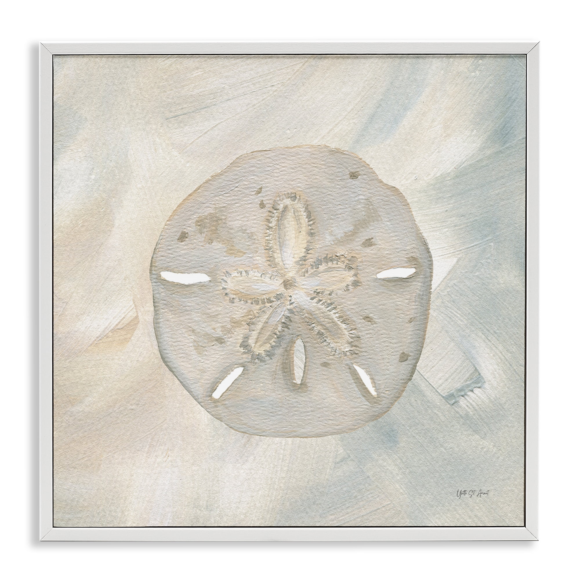 Stupell Industries Soft Sand Dollar Coastal Painting White Framed Art Print Wall Art, 17 x 17