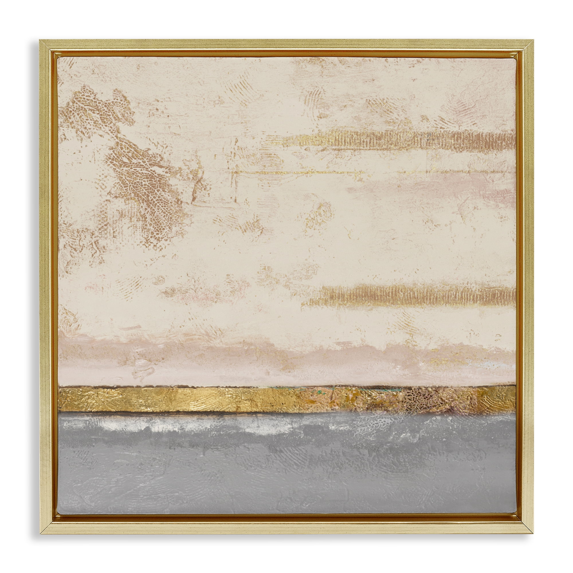 Stupell Industries Soft Sea Abstract Gold Framed Floater Canvas Wall Art, design by Patricia Pinto