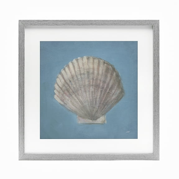 Stupell Industries Soft Sea Clam Shell Gray Framed Print Under Glass design by Julia Purinton, 16 x 16