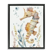 Stupell Industries Soft Seahorse Underwater Animals Painting Black Floater Framed Canvas Art Print Wall Art, 17 x 21