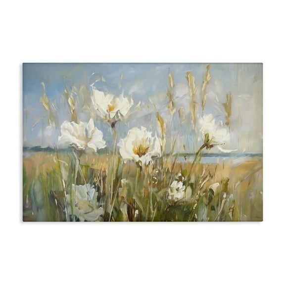 Stupell Industries Soft Seaside Wildflowers Botanical & Floral Painting Gallery Wrapped Canvas Art Print Wall Art, 24 x 16