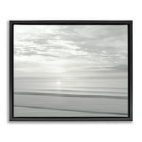 Stupell Industries Soft Serene Beach Reflection Landscape & Nature Photography Black Floater Framed Canvas Art Print Wall Art, 21 x 17