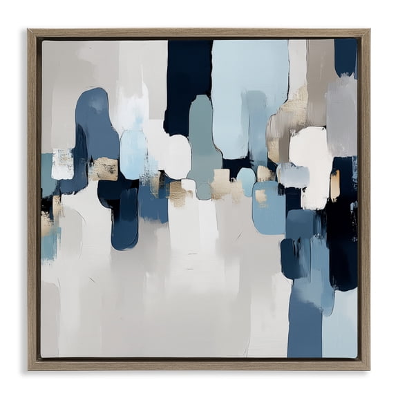 Stupell Industries Soft Situation Blue Abstract Brown Framed Floater Canvas Wall Art design by Annabelle Hall, 18 x 18