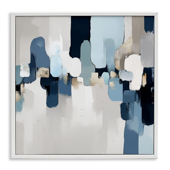 Stupell Industries Soft Situation Blue Abstract White Framed Giclee Art design by Annabelle Hall, 24 x 24