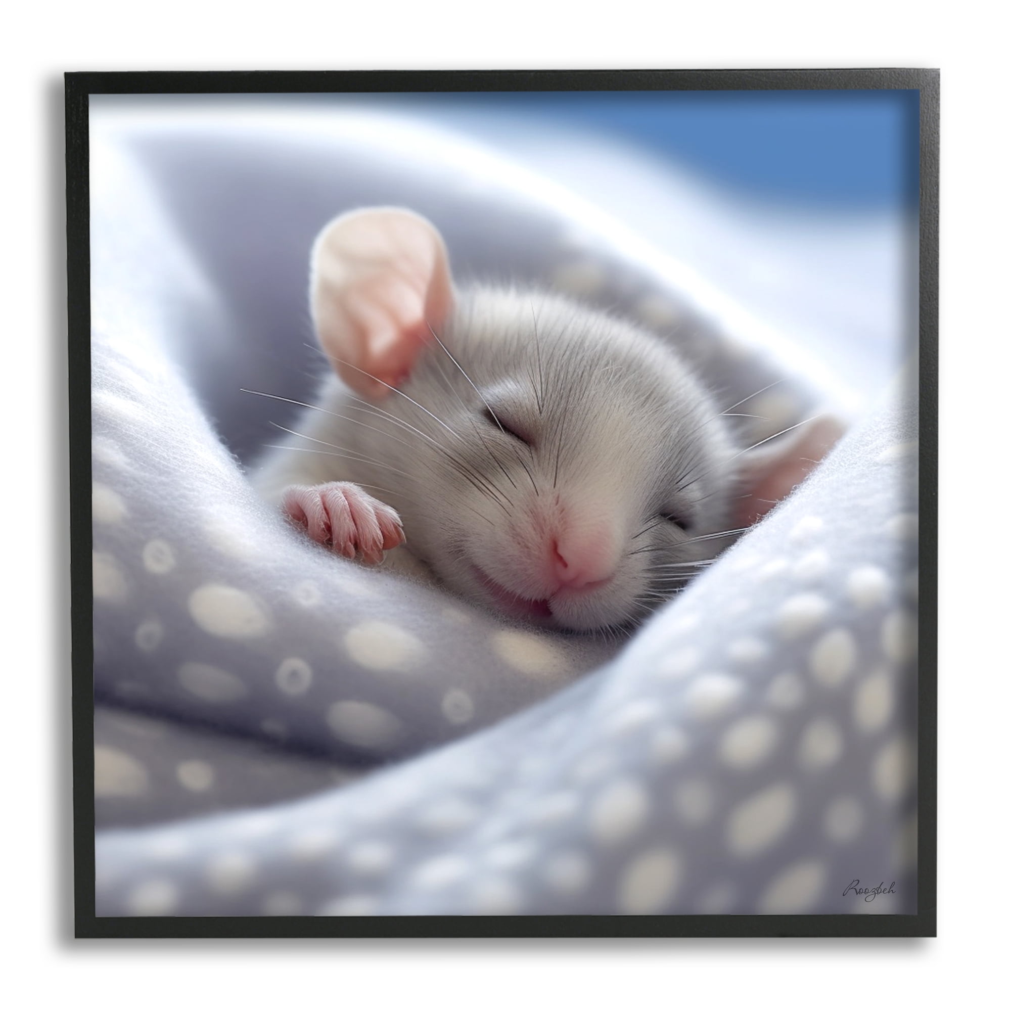 Stupell Industries Soft Sleeping Mouse Animals & Insects Painting Black Framed Art Print Wall Art, 24 x 24