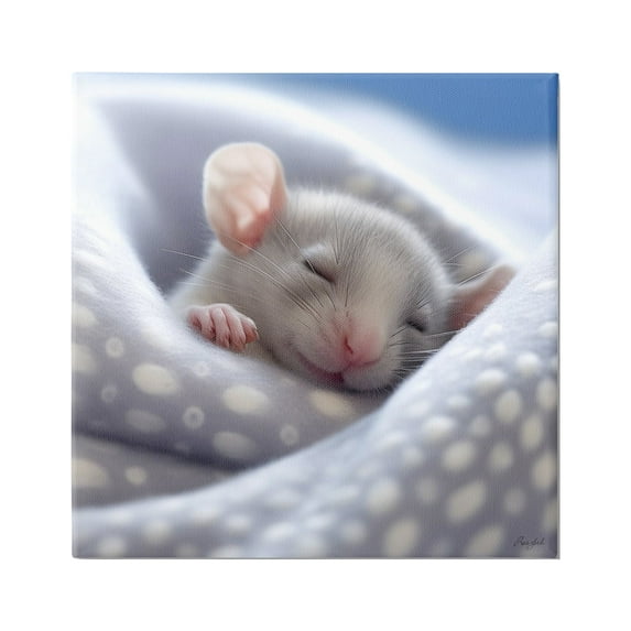 Stupell Industries Soft Sleeping Mouse Animals & Insects Painting Gallery Wrapped Canvas Art Print Wall Art, 17 x 17
