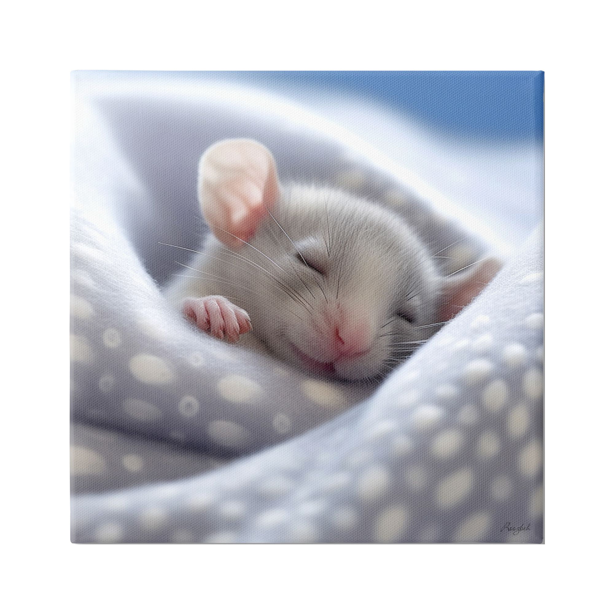 Stupell Industries Soft Sleeping Mouse Animals & Insects Painting Gallery Wrapped Canvas Art Print Wall Art, 24 x 24
