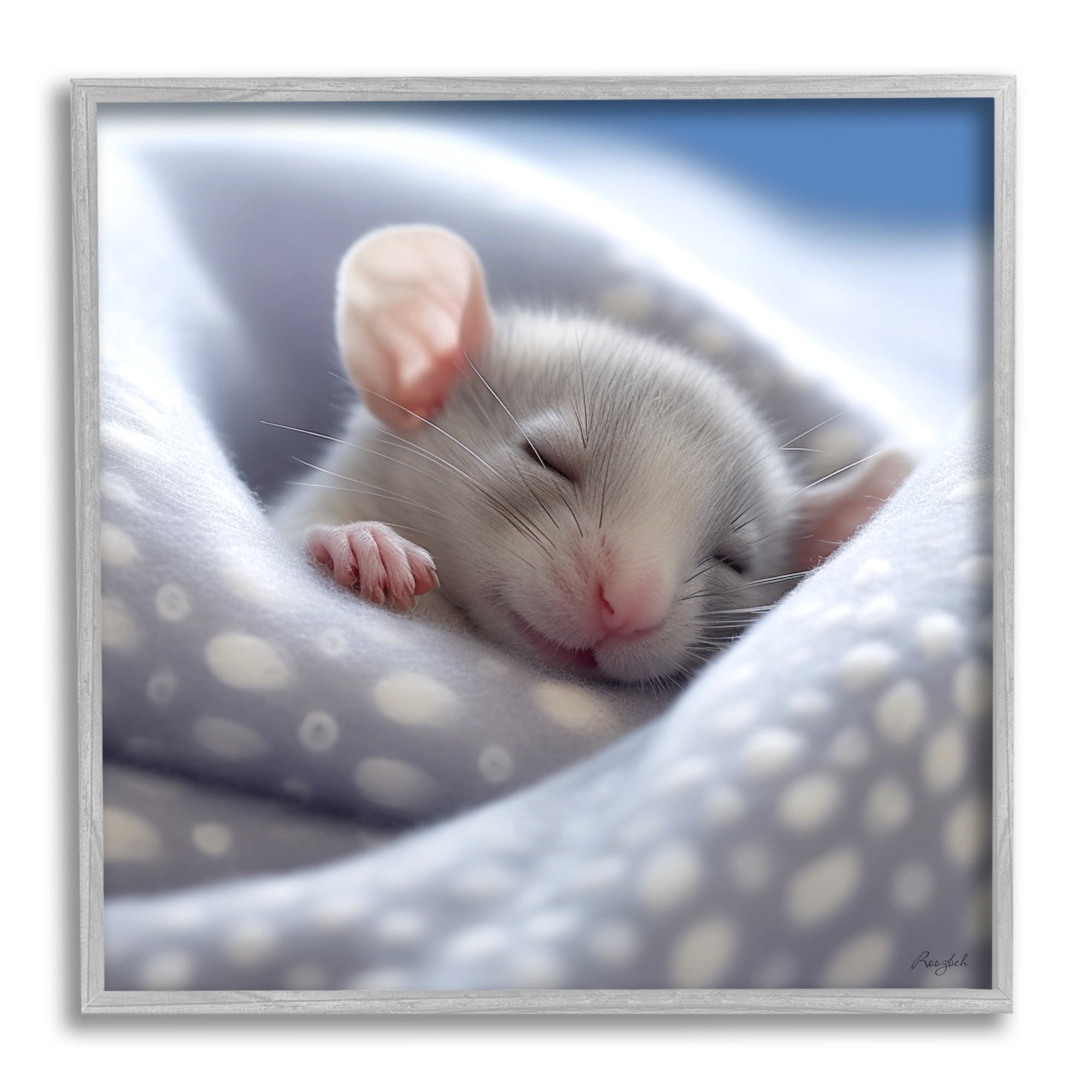 Stupell Industries Soft Sleeping Mouse Animals & Insects Painting Gray Framed Art Print Wall Art, 17 x 17