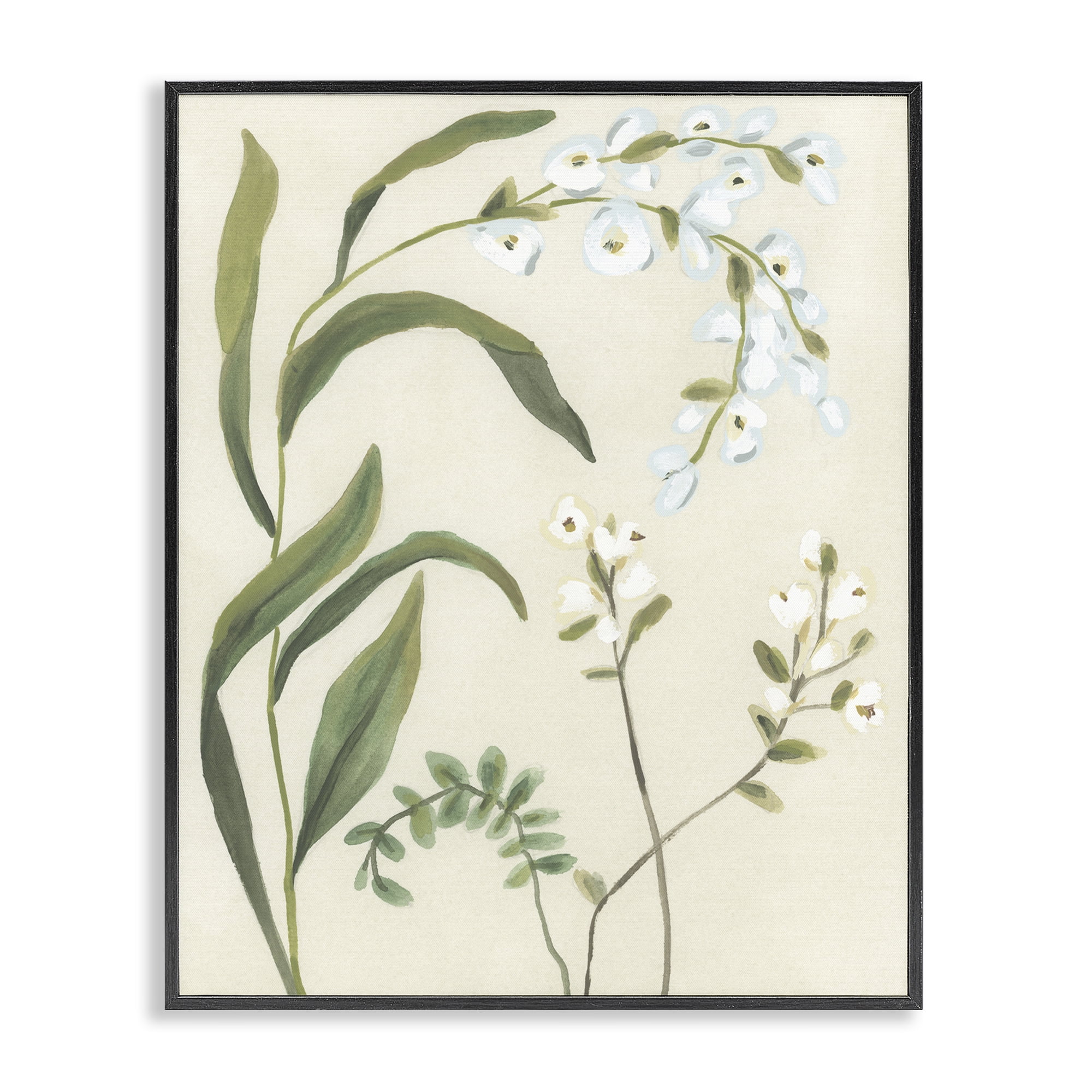 Stupell Industries Soft Snowdrop Stems Black Framed Giclee Art, design by June Erica Vess