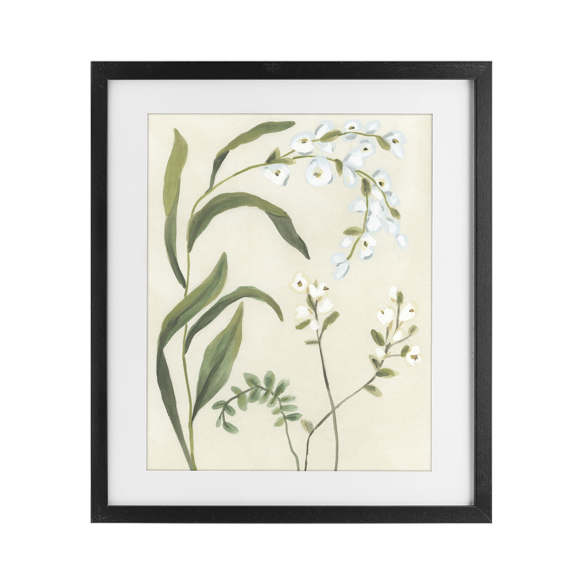 Stupell Industries Soft Snowdrop Stems Black Framed Print Under Glass, design by June Erica Vess