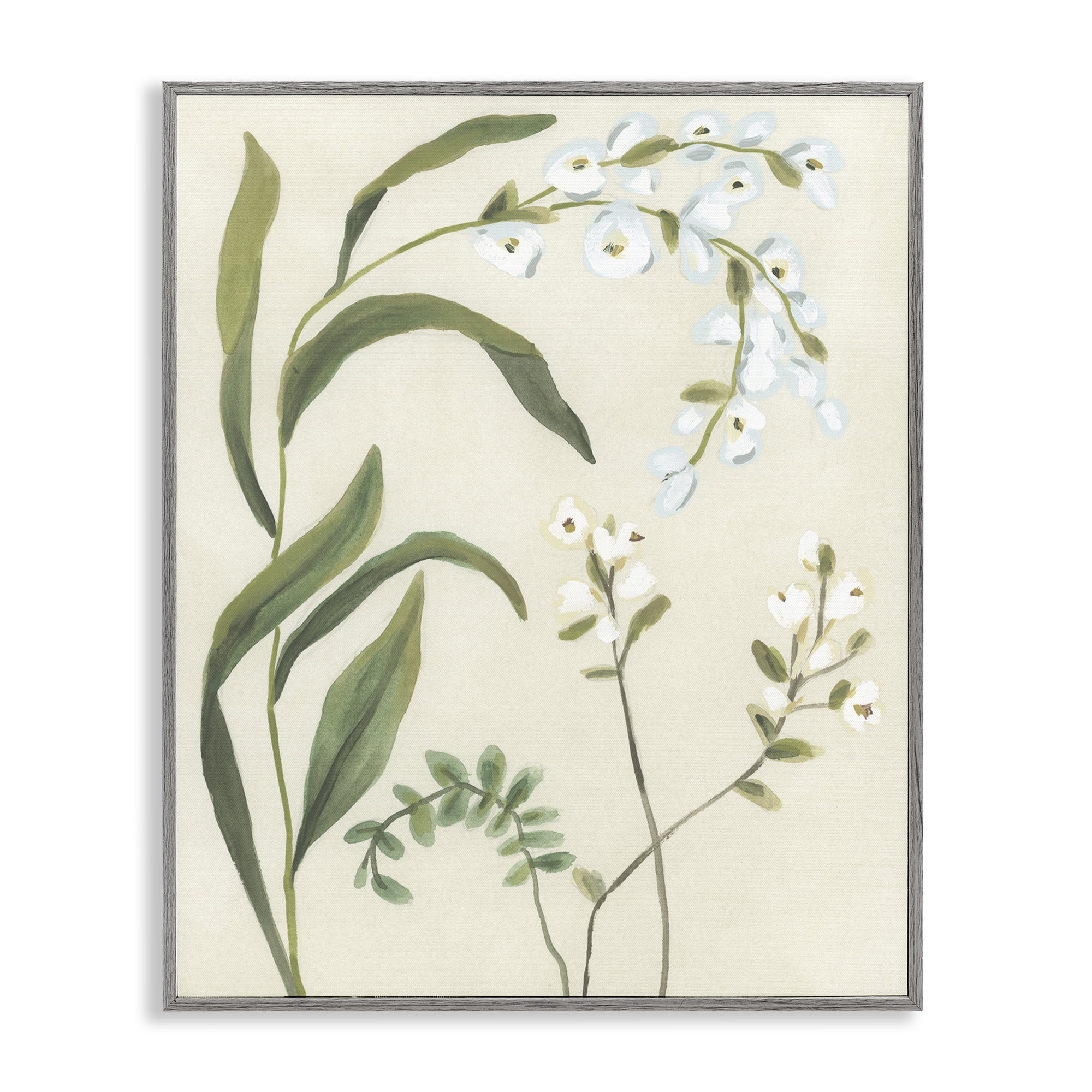 Stupell Industries Soft Snowdrop Stems Gray Framed Giclee Art, design by June Erica Vess
