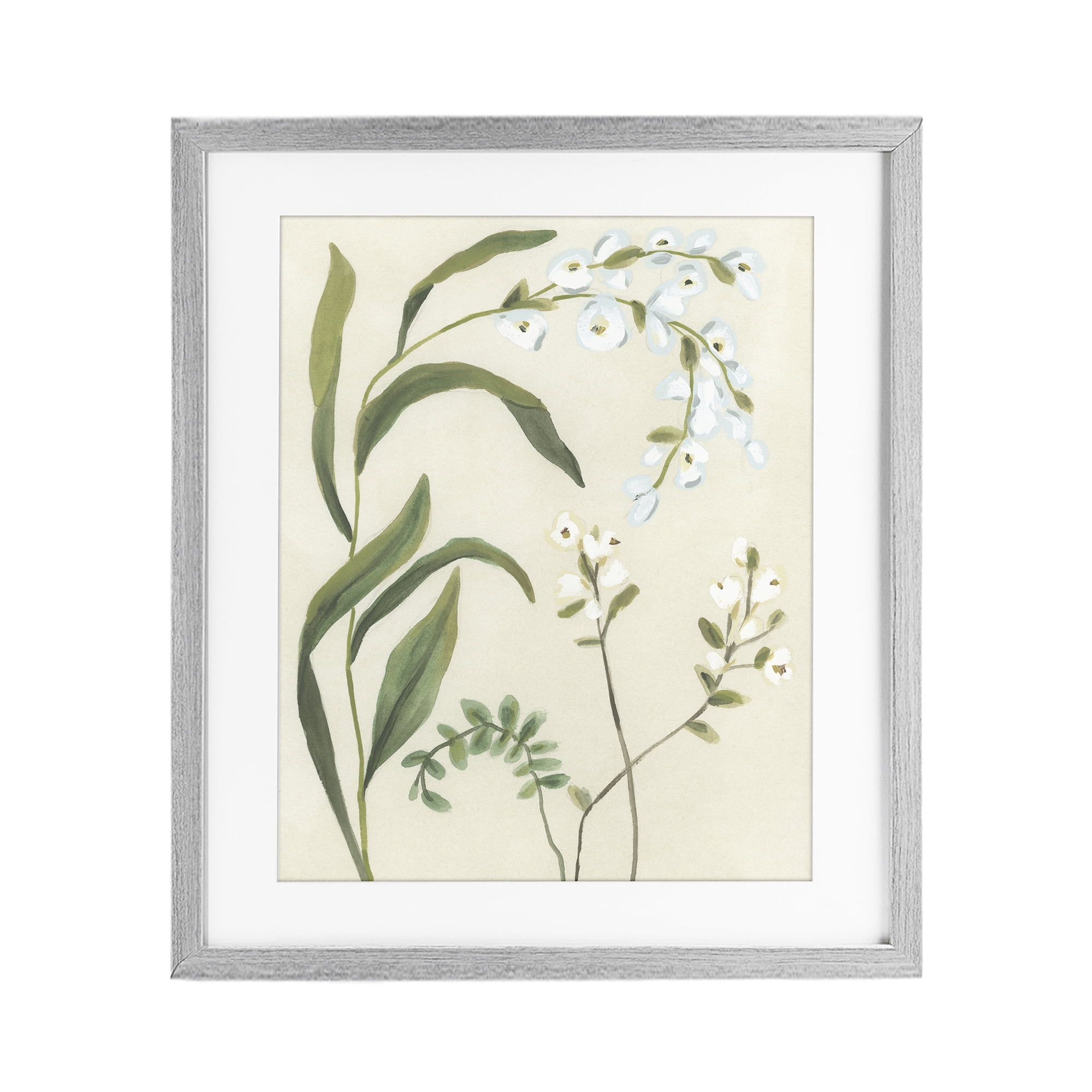 Stupell Industries Soft Snowdrop Stems Gray Framed Print Under Glass, design by June Erica Vess