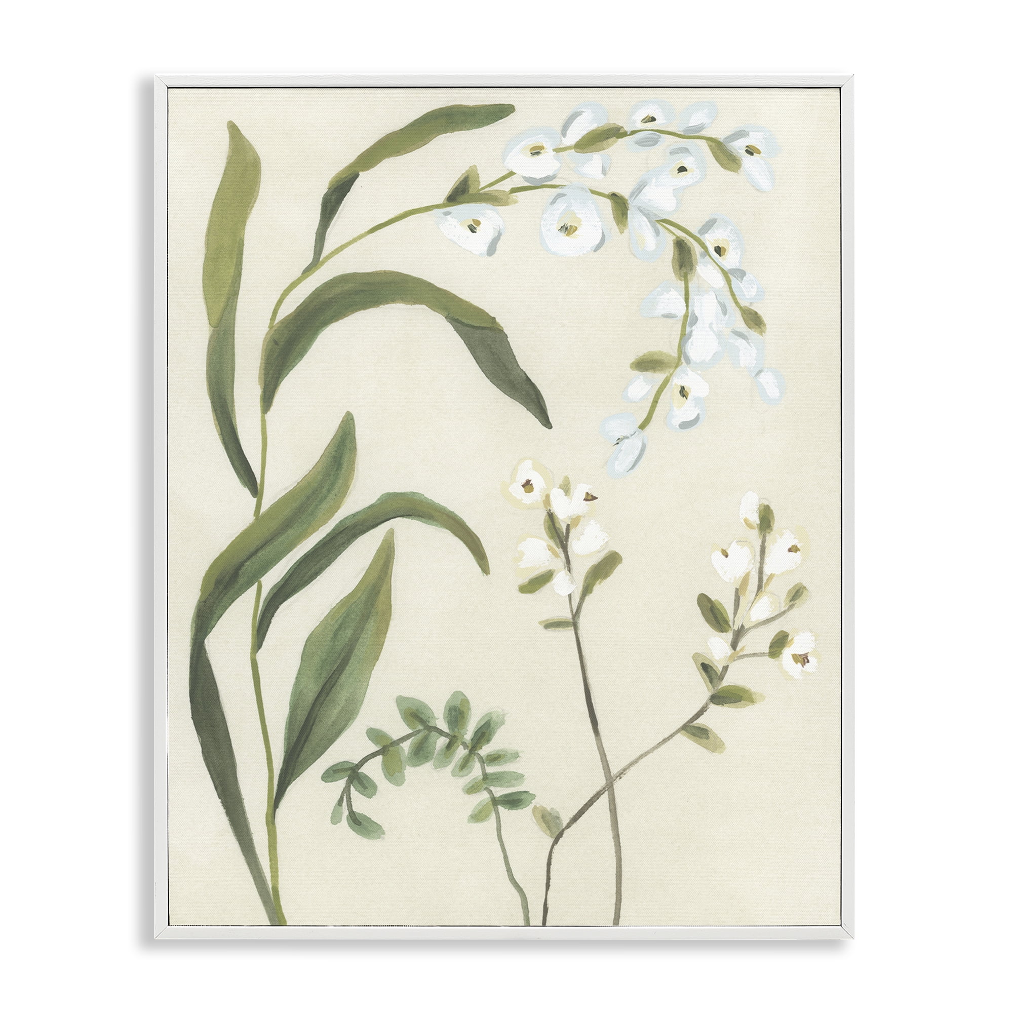 Stupell Industries Soft Snowdrop Stems White Framed Giclee Art, design by June Erica Vess
