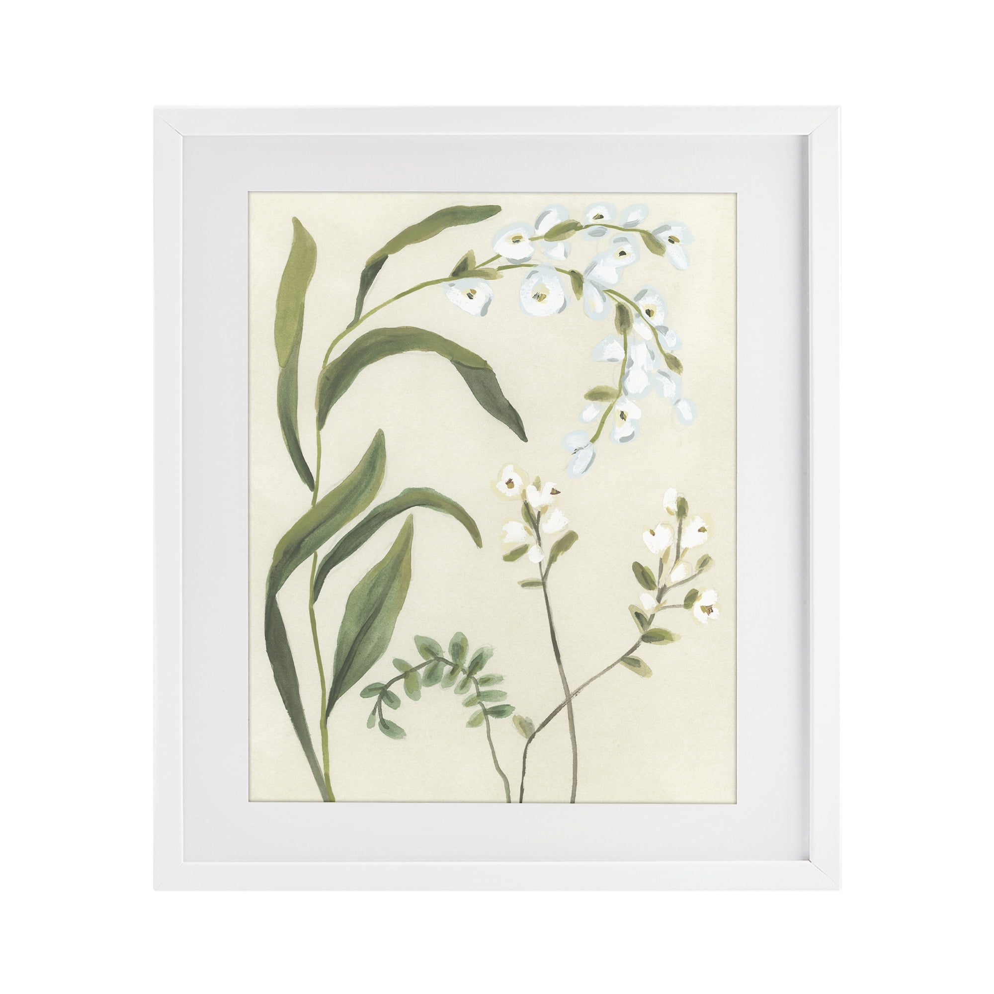 Stupell Industries Soft Snowdrop Stems White Framed Print Under Glass, design by June Erica Vess