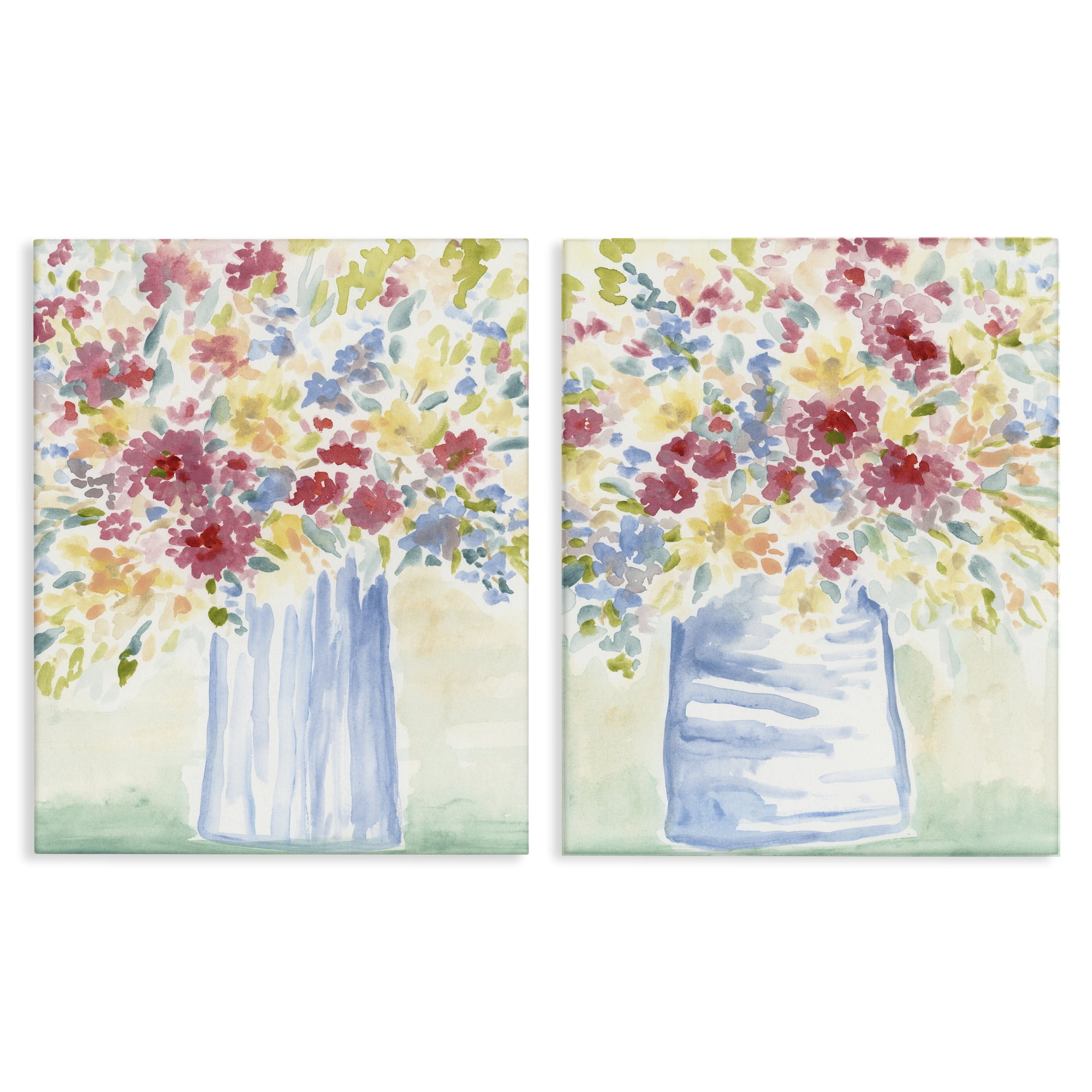 Stupell Industries Soft Speckled Flower Vases Plants & Flowers Painting Wrapped Canvas Art Print Wall Art, 24 x 30, Set of 2