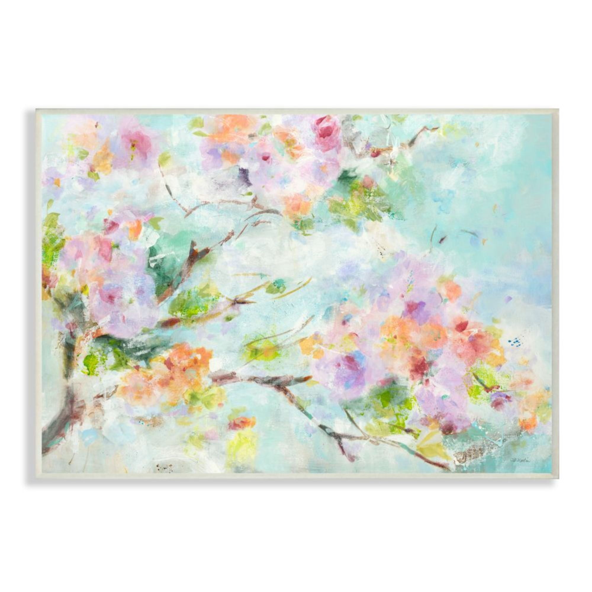 Stupell Industries Soft Spring Floral Branch Pastel Pink Flowers Design by Third and Wall