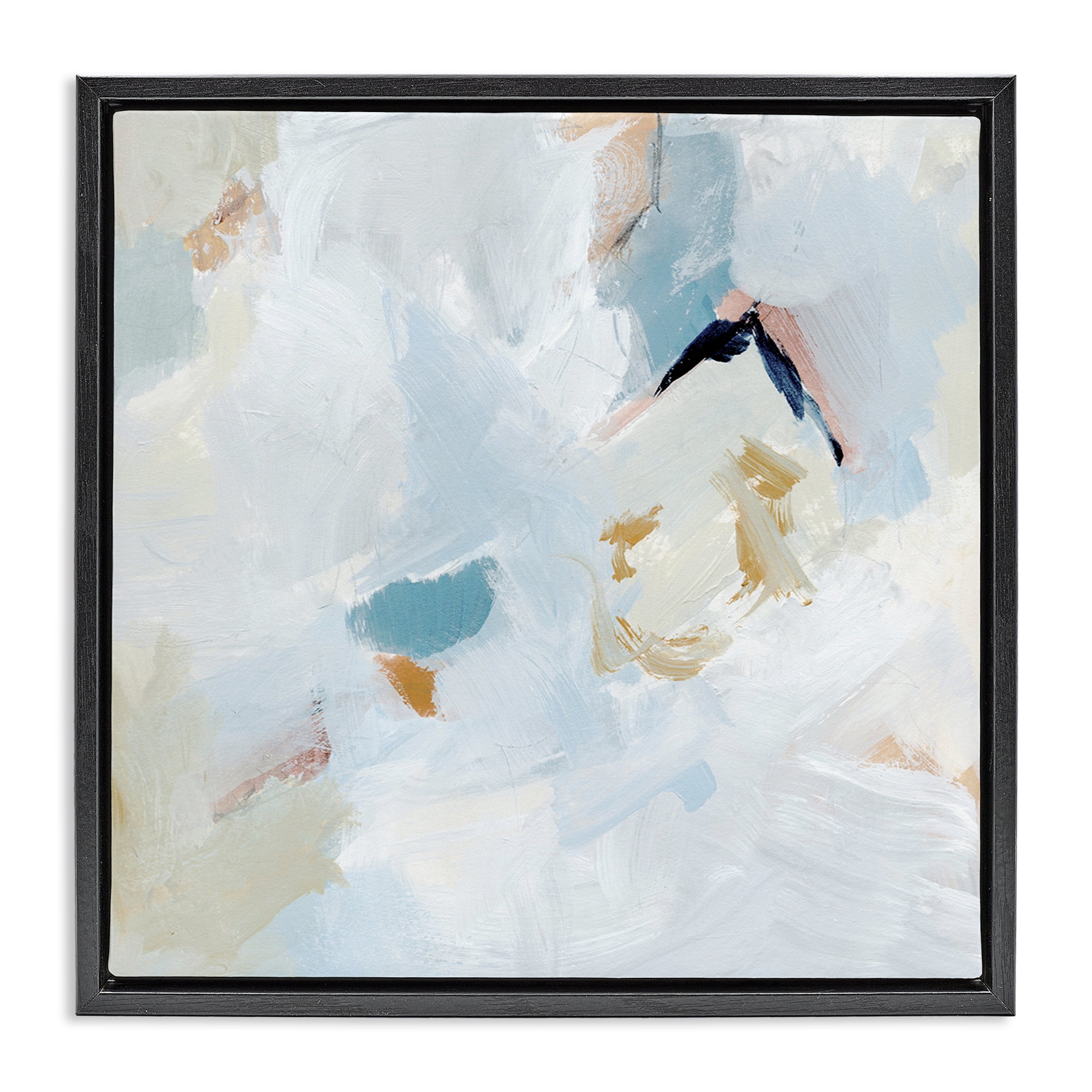 Stupell Industries Soft Subtle Abstraction Abstract Painting Black Floater Framed Canvas Art Print Wall Art, 18 x 18