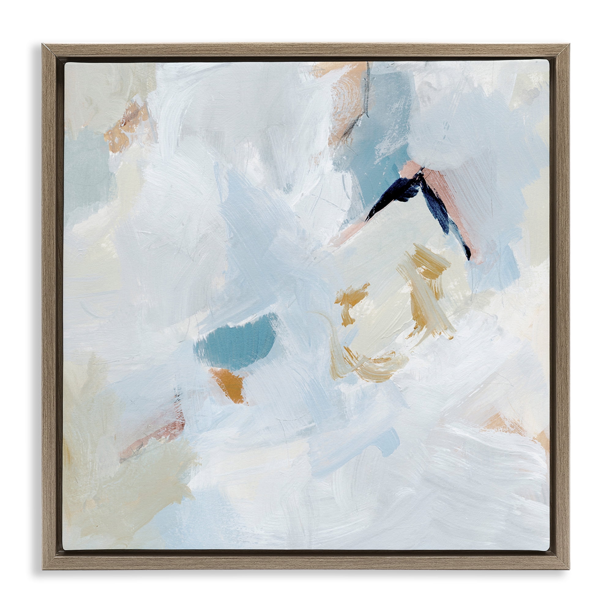 Stupell Industries Soft Subtle Abstraction Abstract Painting Brown Floater Framed Canvas Art Print Wall Art, 18 x 18