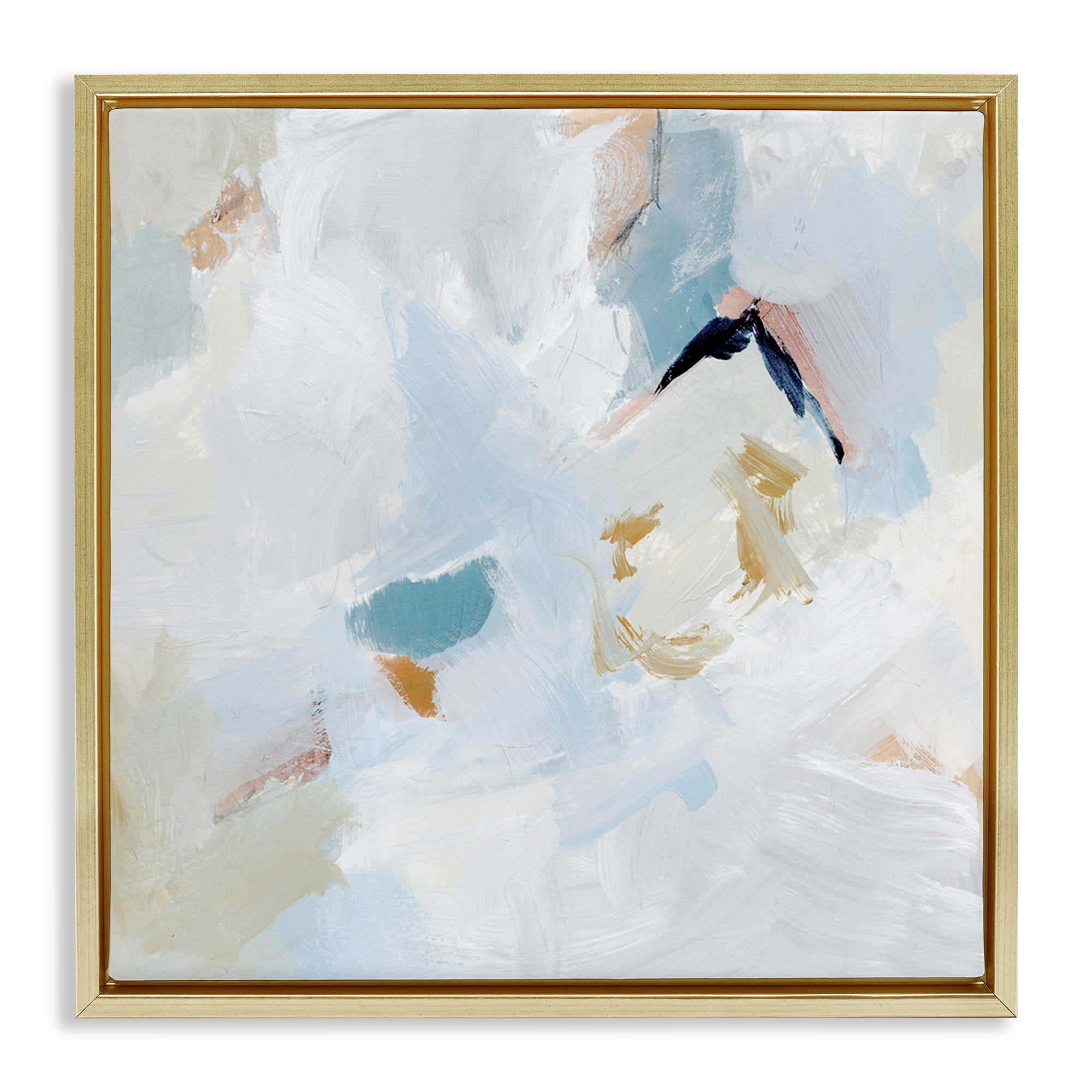 Stupell Industries Soft Subtle Abstraction Abstract Painting Gold Floater Framed Canvas Art Print Wall Art, 25 x 25