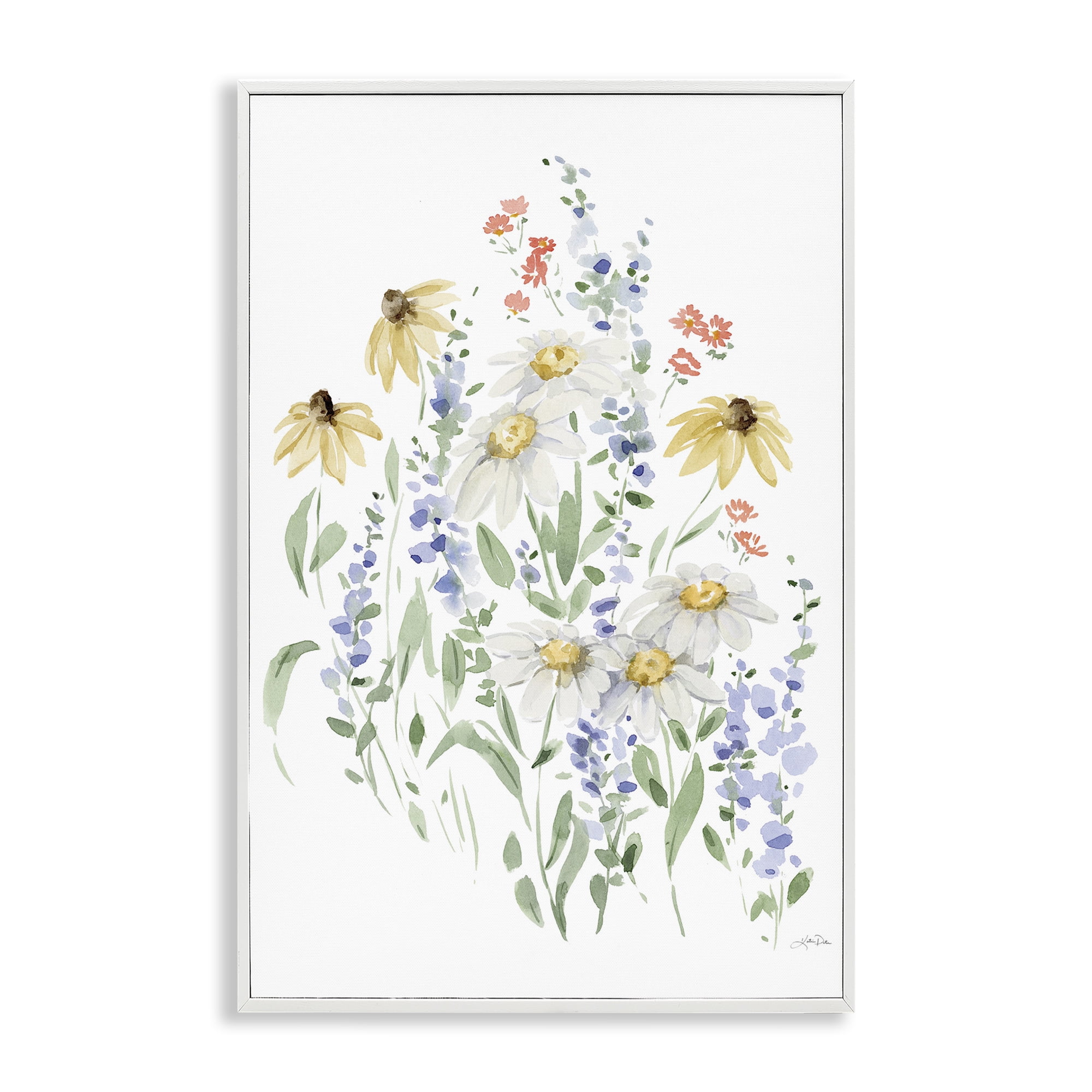 Stupell Industries Soft Summer Garden Botanical & Floral Painting White Framed Art Print Wall Art, 16 x 24