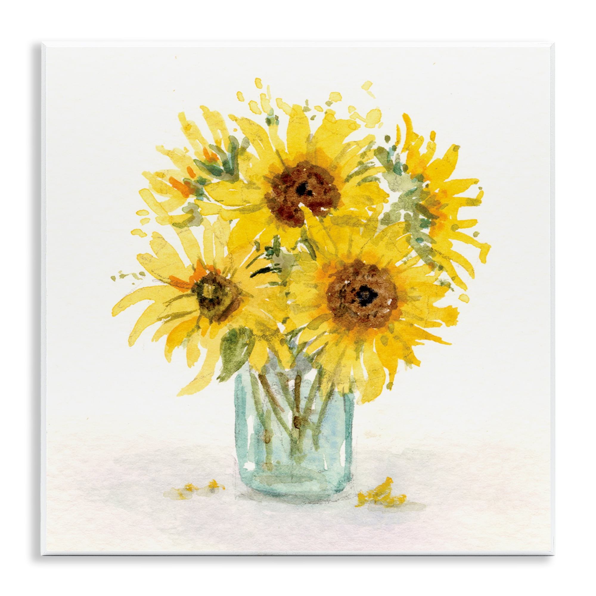 Stupell Industries Soft Sunflower Jar Plants & Flowers Painting Unframed Art Print Wall Art, 12 x 12