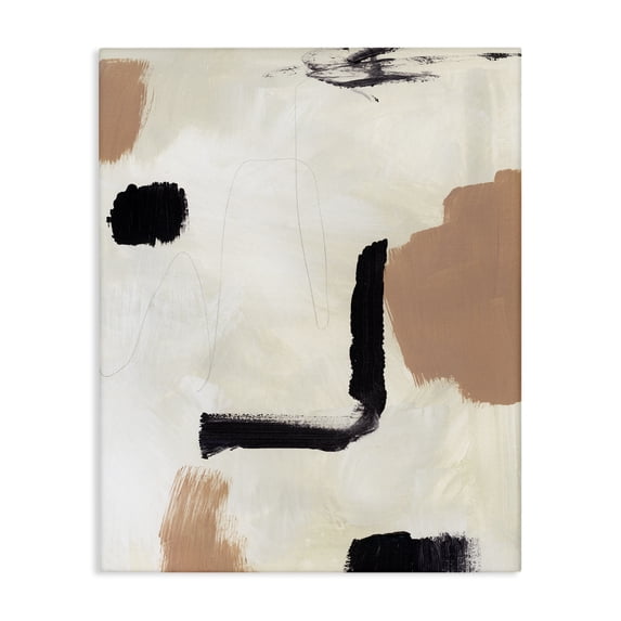 Stupell Industries Modern Soft Tone Neutral Abstraction Beige Black Design Canvas Art, 24 x 30, by Victoria Barnes