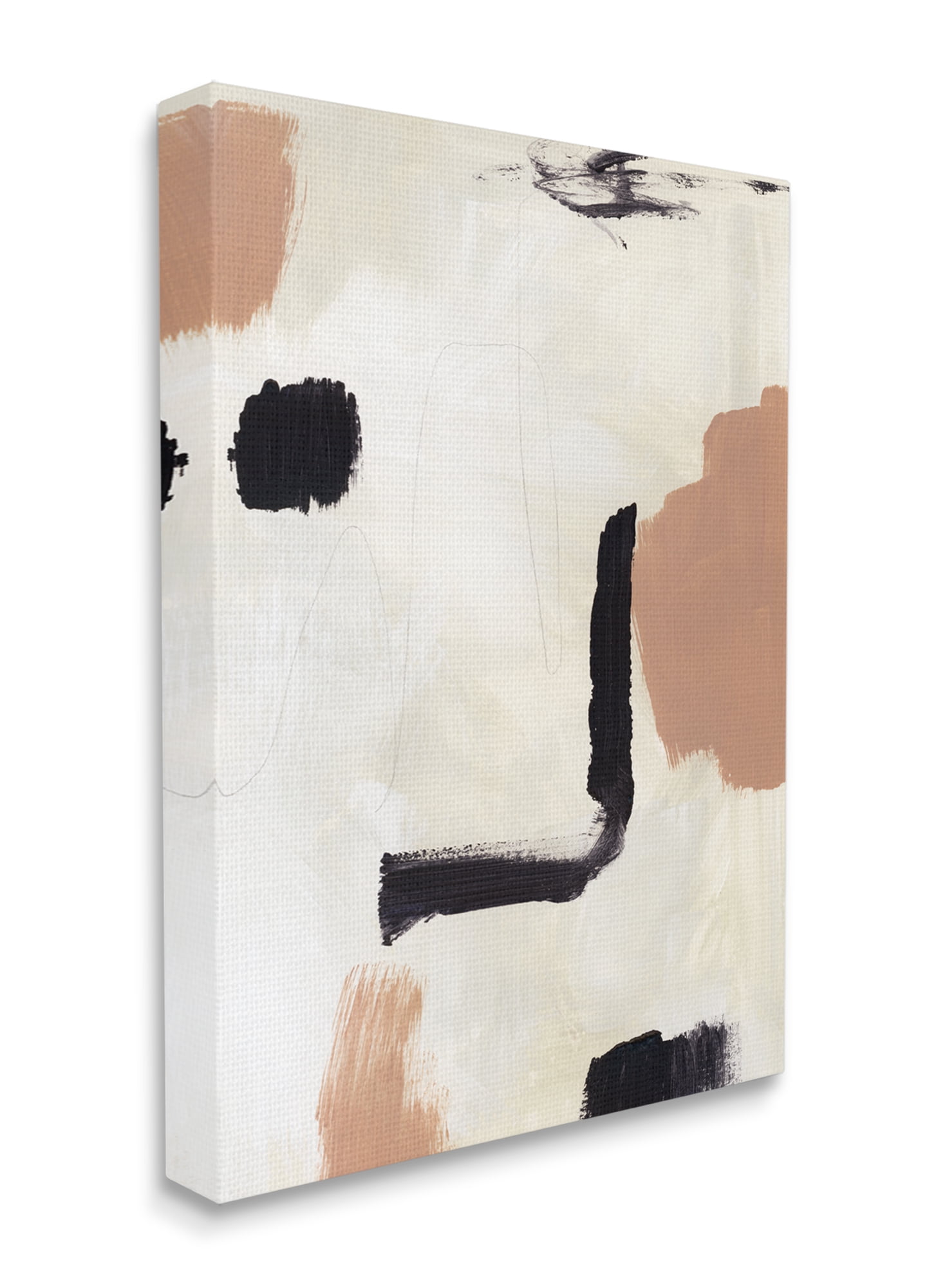 Stupell Industries Soft Tone Neutral Abstraction Beige Black Design Canvas Wall Art, 36 x 48, Design by Victoria Barnes