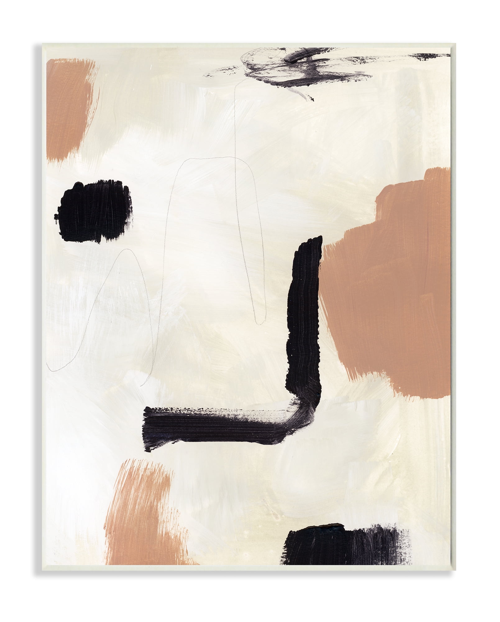 Stupell Industries Soft Tone Neutral Abstraction Beige Black Design Wall Plaque, 10 x 15, Design by Victoria Barnes