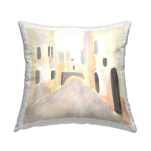 Stupell Industries Soft Tone Urban Alleyway Delicate European Buildings Global Yellow,18 x 7 x 18 Decorative Pillows