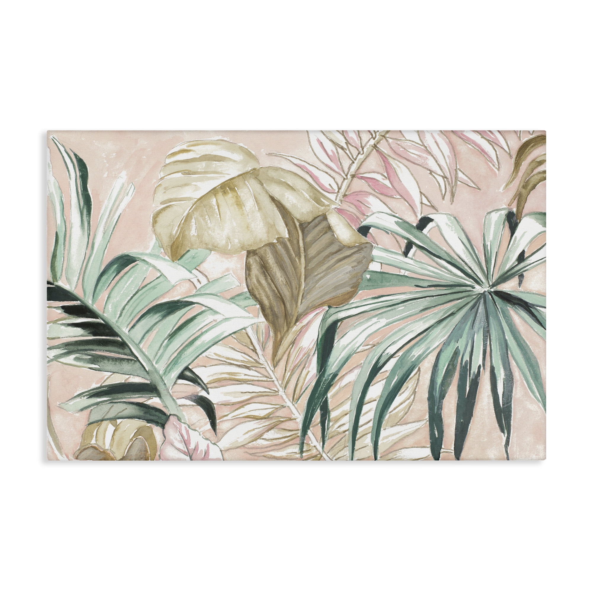 Stupell Industries Soft Tropical Leaves Botanical & Floral Painting Gallery Wrapped Canvas Art Print Wall Art, 36 x 24