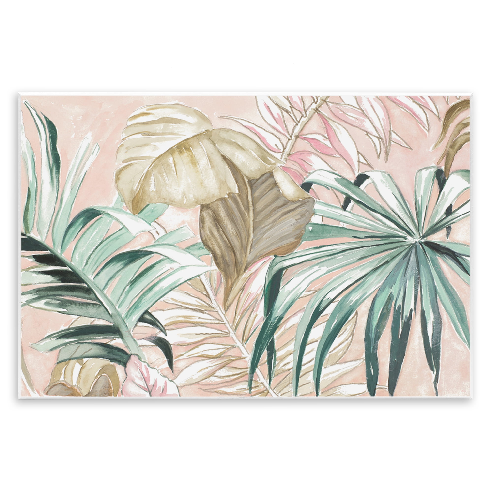 Stupell Industries Soft Tropical Leaves Botanical & Floral Painting Unframed Art Print Wall Art, 19 x 13