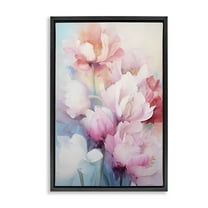 Stupell Industries Soft Tulip Blossoms Botanical & Floral Painting Black Floater Framed Art Print Wall Art, 17 x 25
