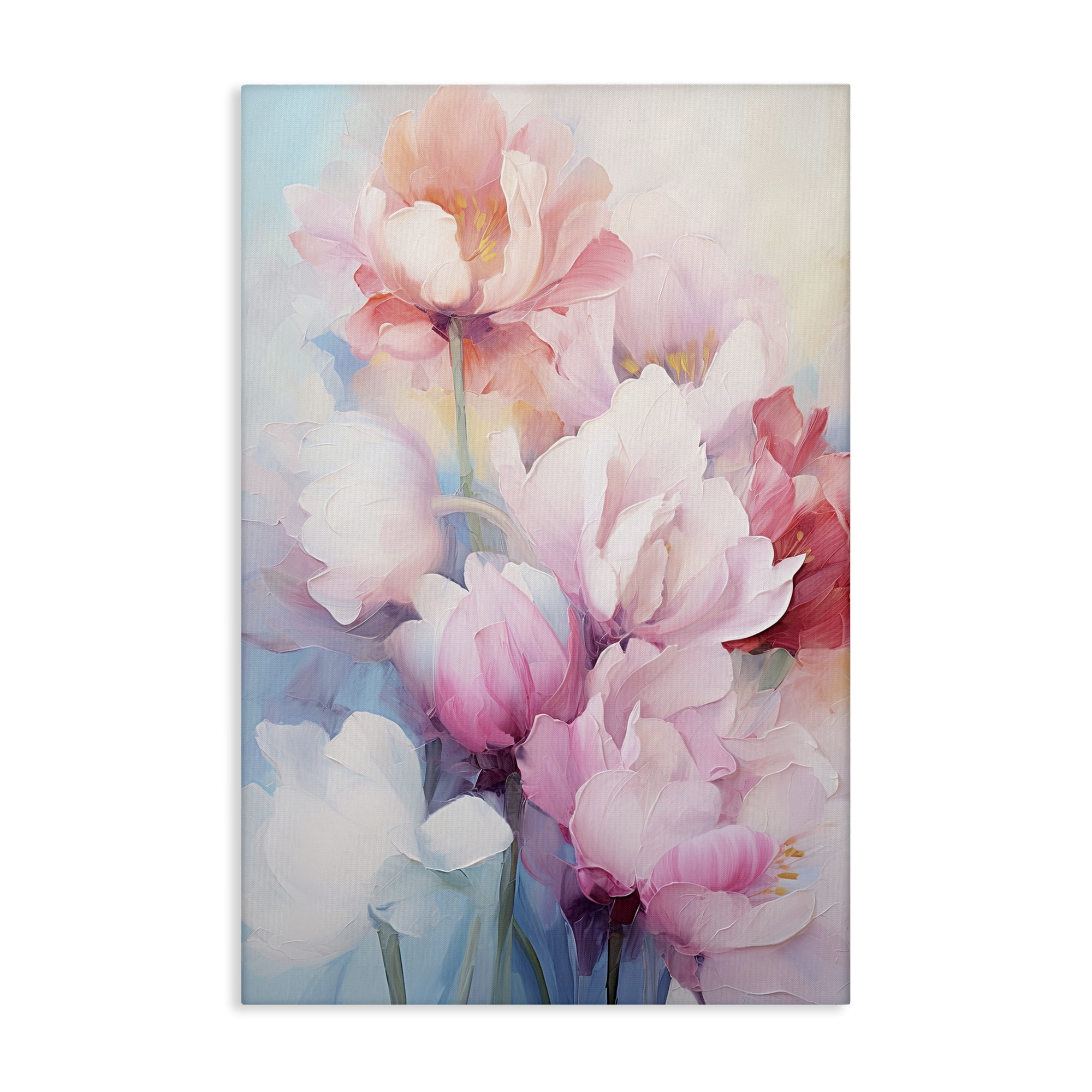 Stupell Industries Soft Tulip Blossoms Botanical & Floral Painting Gallery Wrapped Canvas Art Print Wall Art, 24 x 36