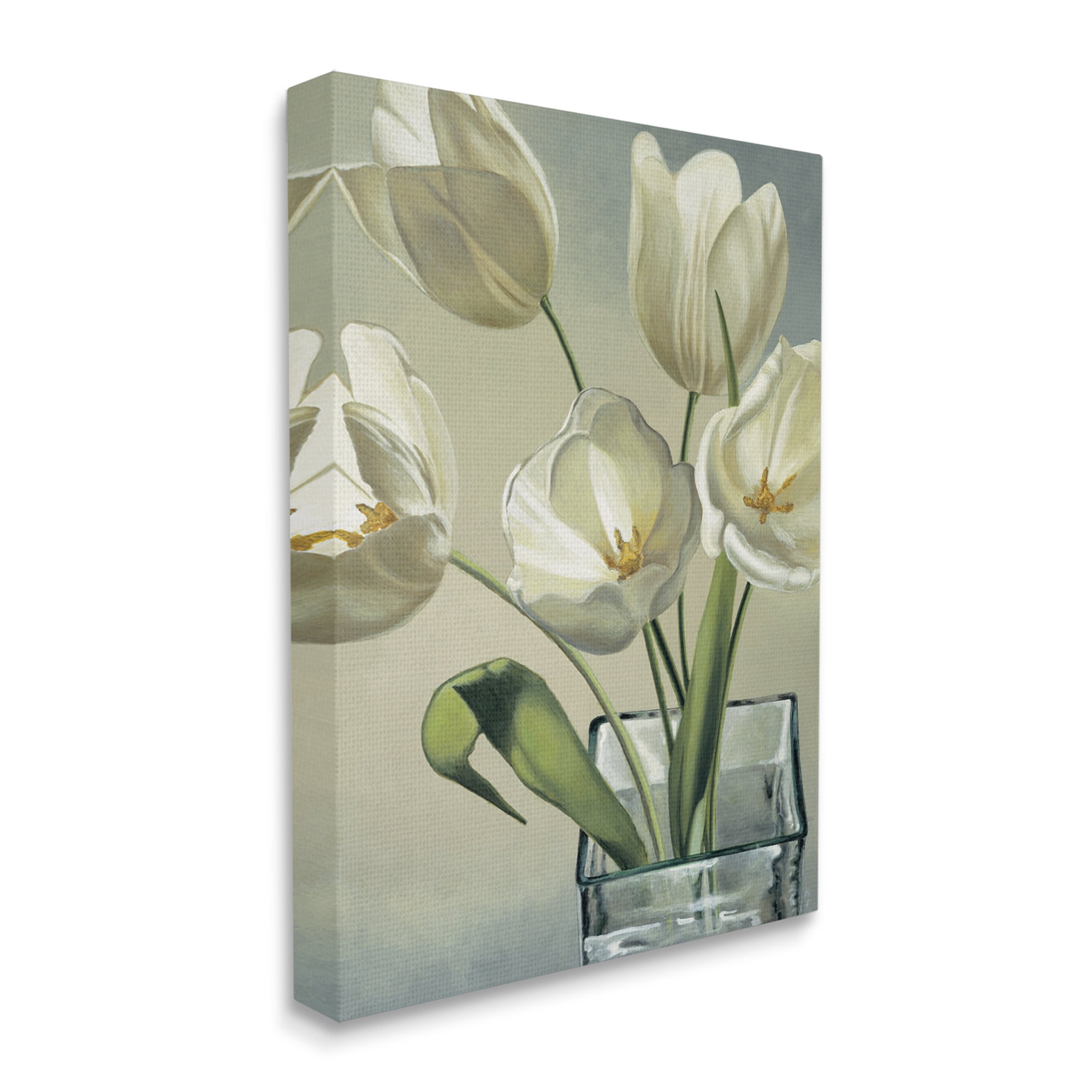 Stupell Industries Soft Tulip Blossoms Glass Jar White Petals Canvas Wall Art by Eva Barberini