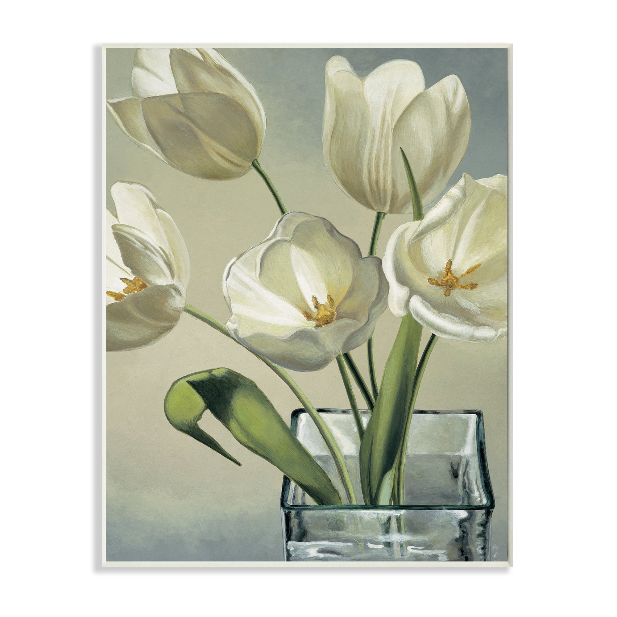 Stupell Industries Soft Tulip Blossoms Glass Jar White Petals Wall Plaque by Eva Barberini