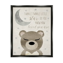 Stupell Industries Soft Twinkle Song Bear Landscape Painting Black Floater Framed Canvas Art Print Wall Art, 17 x 21