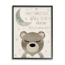 Stupell Industries Soft Twinkle Song Bear Landscape Painting Black Framed Art Print Wall Art, 11 x 14